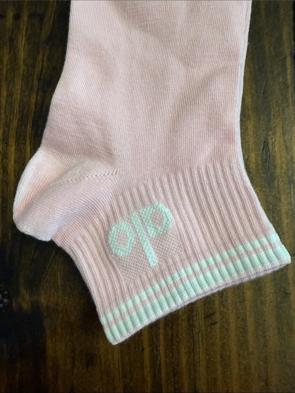 ALO Yoga Inspired Pale Pink Low-Cut Socks w/White Stripe